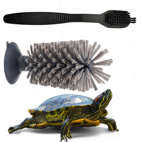 Turtle Shell Cleaning Suction Brush Tank, Turtle Scratcher for Tank Shell Cleaner with Suction Cup and Handheld Back Scratcher Remove Mud Dirt, Tortoise Habitat Accessories (Gray) - color: Gray