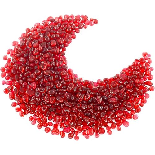 1 Lb (460 g) Red Sea Glass Stones Irregular Rainbow Glass Pebble Decorative Rock Quartz Tumbled Gemstone Chips for Aquarium Decoration/Vase Filler/Jewelry Making/Handwork Craft/Gems Display - color: Red