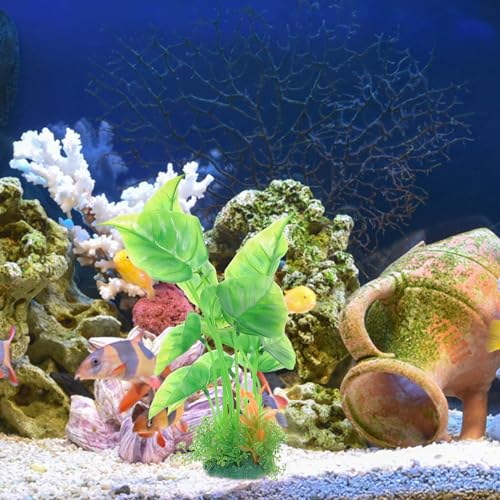 Artificial Aquarium Plants 2pcs Large Plastic Fish Tank Decorations Tall Betta Fish Tank Accessories for Freshwater Aquatic Scenery
