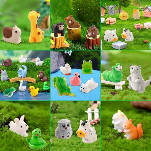 42 Pcs Mini Resin Animals 42 Styles Resin Animals Figurines Bulk for Micro Fairy Party Favors Garden Hide Accessories Dollhouse Crafts Decor - style: 42Pcs-Animals