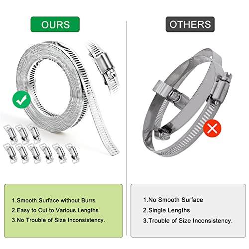 Hose Clamps, DIY 20 FT Metal Strap + 9 Fasteners, Hose Clamps Stainless Steel, Large Adjustable Hose Clamp Pipe Clamp for Pipe Automotive Mechanical Applications - size: 20 FT Metal Strap + 9 Fasteners