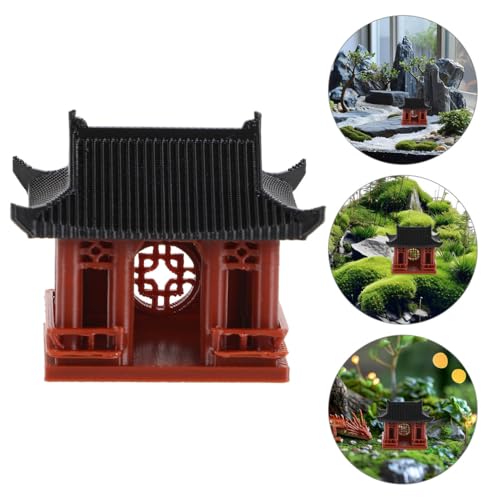 PRETYZOOM Miniature Pavilion Ornament Asian Style Pagoda Sculpture for Bonsai Gardens Tabletop Decor Zen Garden Accessories for Fish Tanks and Miniature Landscapes