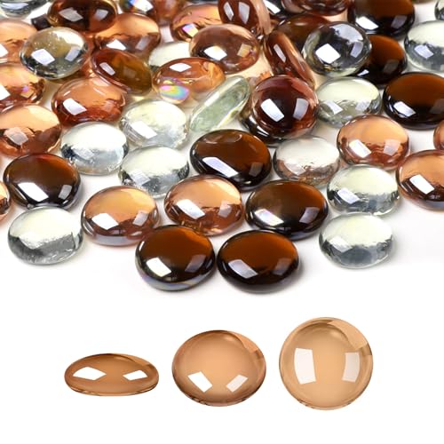 Suream 1 LB Glass Rocks, Rocks for Fish Tank, Sea Glass Beads for Table Scatter, Wedding Centerpiece, Art Crafts, Candle Holder Decor(Dark Amber, Brown, Clear) - color: Clear、Brown、Dark Amber