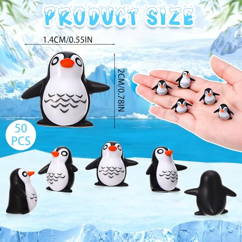 50 Pcs Mini Penguin Figurines Resin Animals Mini Resin Penguins Miniature Figurines Tiny Penguin Decor for Garden Aquarium Dollhouse Landscape Patio Yard Lawn Potted Winter Party Decor