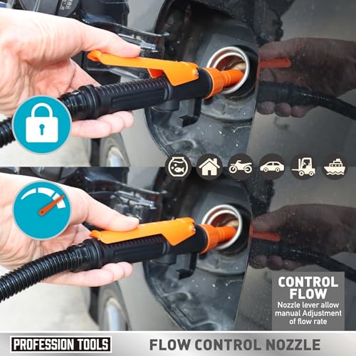 Portable Fuel Transfer Pump - 2.4 GPM Battery Powered Siphon Pump,Siphon Pump for Gasoline,for Fuel, Oil & Water, with Powerful Suction Ergonomic Nozzle 39 Inches Hose（Orange） - color: Orange