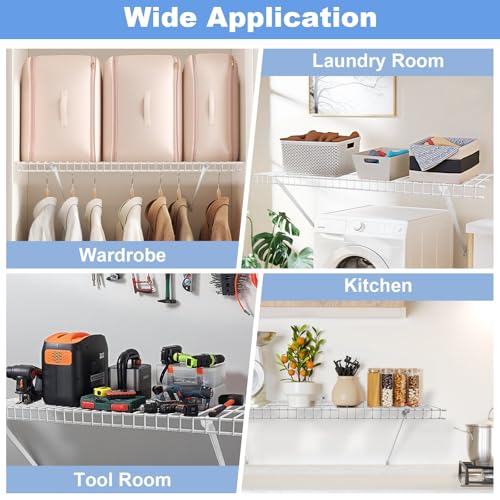 12 Inch Wire Shelf Brackets Set, 8 Pack Metal White Closet Support Bracket with End Brackets & Clips for Wire Shelving Wall Bracket Installation, Support Wire Closet Shelves Racks (8 Pack) - size: 8 Pack