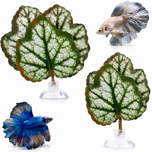 balacoo Betta Fish Leaf Hammock 2-Pack 3.54-Inch Silk Resting Pad with Suction Cup – Stress- for Aquarium Décor, Natural Habitat for Betta, Freshwater Tank Accessory