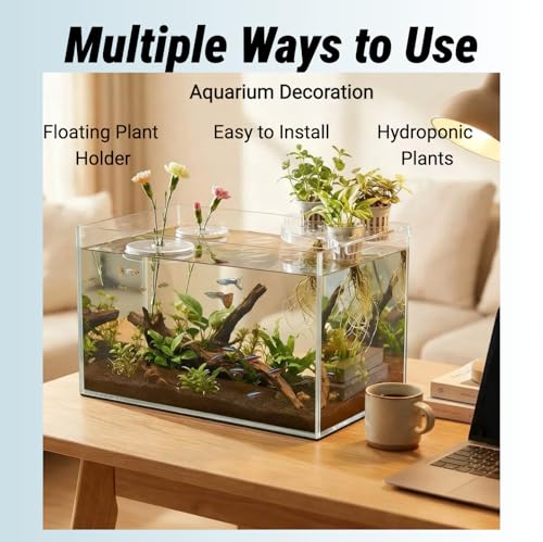10 Pcs Creative Floating Floral Arrangement Holder,2pcs Aquarium Plant Holder 2025 Innovative Floating Flower Display Stand Clear Acrylic Floating Flower Bowl Stem Holder for Fish Tanks Table Hom Decor