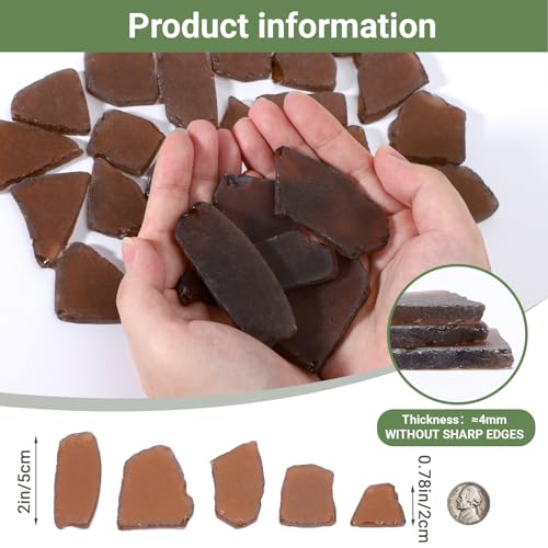 SUREAM 13oz Seaglass for Crafts, Brown Broken Glass Pieces for Art Crafts, Beach Glass for Vase Filler, Beach Wedding Centerpieces, Home Party Aquarium Decor - color: Brown