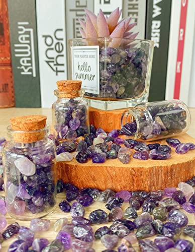 Amethyst Crystal Gravel Polished Chips Stones Pea Quartz 0.3-0.4" Tumbled Stone Crushed Natural Home Decoration Small Pebbles mini Fish Tank Vase Filler Landscape Bottom Ornament 250G 0.55 lbs - color: Purple - Amethyst, size: 0.55 Pound