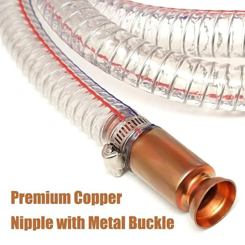 8.2FT 1" Heavy Duty Siphon Hose - Self-Priming Jiggler Pump for Boats, ATVs & Tractors Brass Nipple w/Metal Buckle, Fuel Transfer Tube for Gasoline Fuel Gas, fish tank water exchange and drainage - size: 1"ID x 1Pcs