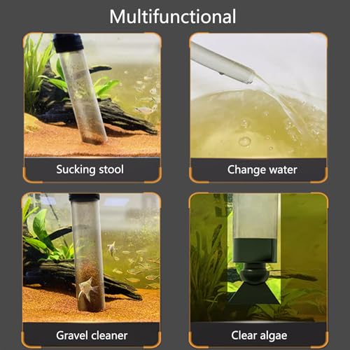 Aquarium Gravel Vacuum Sand Cleaner with 6Ft Pipe Fish Tank Water Changer Adjustable Length ABS(for 5~20Gal Tank)