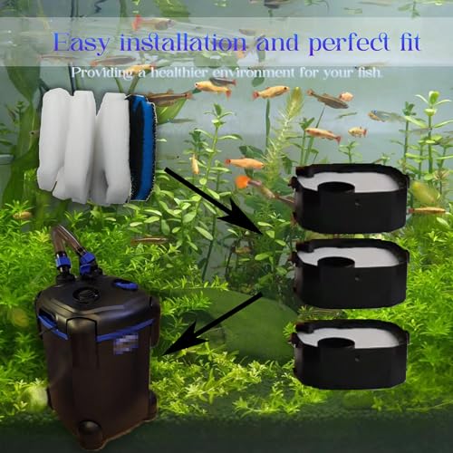 PurifyLogix Filter Canister Pads for Pondforse 172/225/265/264GPH Aquarium | Replacement Filter Media for Coospider-Repta, for AMOSIJOY 172/225/265/264GPH, 6 Fine Floss Pads & 2 Carbon Filter Pads