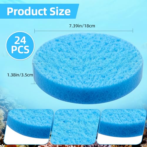 SaferCCTV 24Pcs Fine Filter Water Polishing Pads Compatible with Fx4, Fx5, Fx12, Aquarium Filter Canister Filter Cotton Replacement Pad, Blue - color: Blue, size: 24Pcs