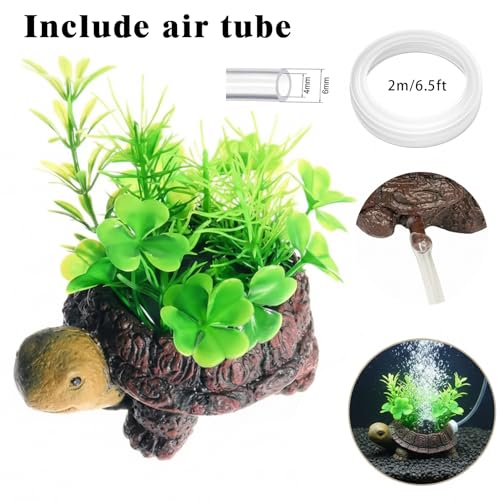 Turtle Tank Accessories Fish Tank Bubbler - Realistic Resin Turtle Aquarium Decor with Air Stone, Aquarium Bubbler Decorations for Fish Tank Oxygenation and Landscape Enhancement, With Air Tubing - color: B Turtle
