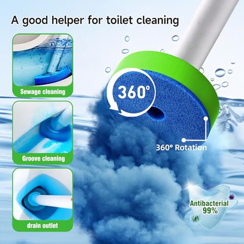 Disposable Toilet Brush and Holder Set with 28 Refills, Wall Mounted Toilet Bowl Cleaner Wand Cleaning System Bathroom Cleaning Supplies (Toilet Brush + 28 Refills)