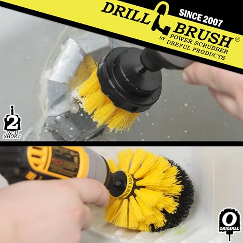 Bathroom Cleaning Brush Set - Cleaning Scrub Brush - Tile Cleaning Brush - Power Cleaning Brush - Scrub Brush - Brush Cleaning Tool - Grout Cleaning Tool - Home Cleaning Gadgets - Clean Shower Brush - color: Yellow