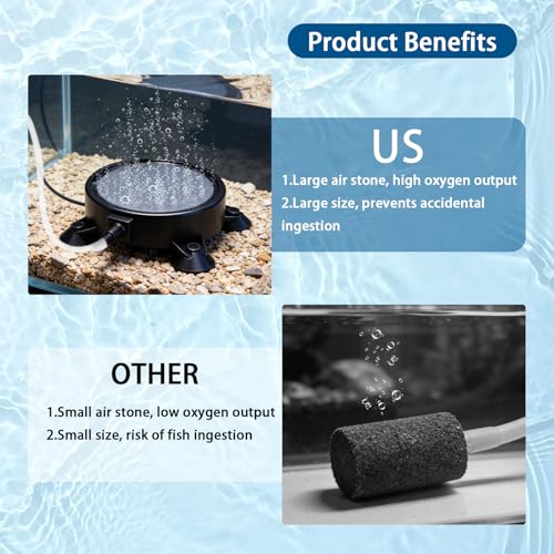 2PCS 4" Aquarium Air Stone Disc with 3 Suction Cups, Bubble Diffuser for Fish Tanks, Water Tanks & Hydroponic Systems