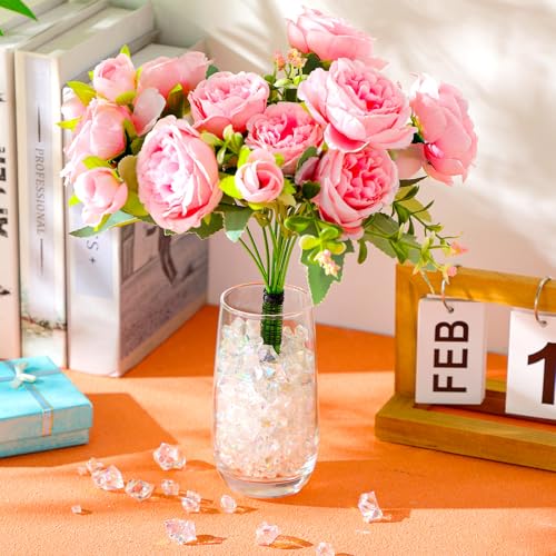 Syhood 570 Pcs 5 Sizes Bright Clear Fake Crushed Ice Rocks Iridescent Acrylic Crystal Gems Plastic Diamonds for Vase Fillers Winter Wedding Fish Tank Display Aquarium Table Scatter Holiday Decoration - color: Bright Clear