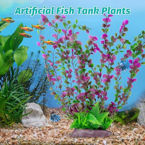 Hamiledyi Aquarium Plastic Plants Aquarium Decor Artificial Fish Tank Plants,Tall Fish Tank Decorations, Extra Large Aquarium Plant 20.4-inch Tall,1PCS - color: B, size: 20.4 in