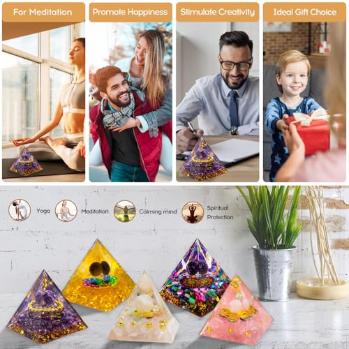 2inches Pyramid Decor Natural Crystal Energy Generator Pyramid Chakra Energy Crystal Pyramid Yoga Meditation Tool for Home Decoration Fengshui Ornaments Gift(2 inches-7 PCS) - color: 2 Inches Pyramid-7 Pcs