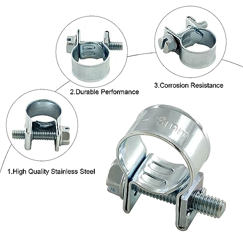 12pcs Stainless Steel Gas Line Clamp, 11-13mm, Silver, C-clamp, Hose Clamp - size: 11-13mm