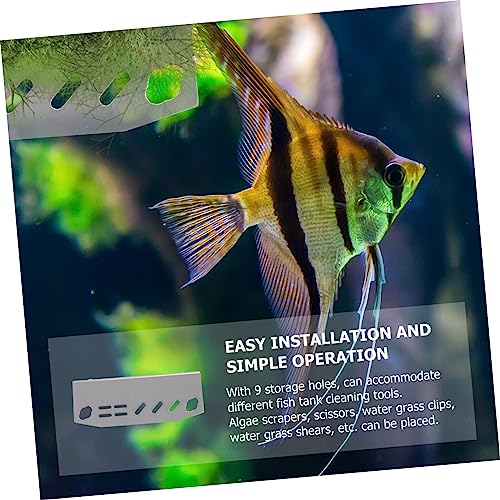 Yardwe 1Pc Aquarium Tool Holder for Fish Tank Cleaning Storage Rack for Scissors Tweezers and Scrapers Lightweight and Easy to Install