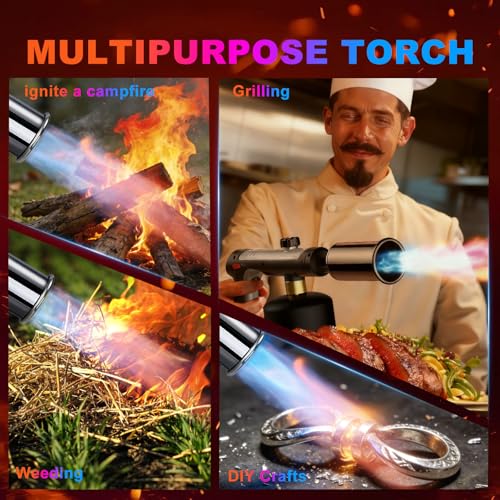ARTFLAMM Powerful Propane Torch Gun, Kitchen Cooking Torch, Culinary Torch Campfire Starter, Adjustable Grill Torch for Searing Steak, BBQ(Propane Tank Not Included) - color: Option 1