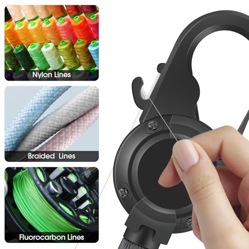 Fly Fishing Zinger Retractor,26" Stainless Steel Wire Rope, with Integrated Line Cutter and Magnetic Closure,360° Rotation Keychain & Carabiner Clip for Fly Fishing,Cycling,Hiking