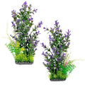 Aquarium Plants 2-Pack, 11.8in Artificial Plastic Fish Tank Decor, Moderate Size Aquarium Decorations, Safe Green Fish Tank Plants for Freshwater Tanks (Purple & Green Mix)