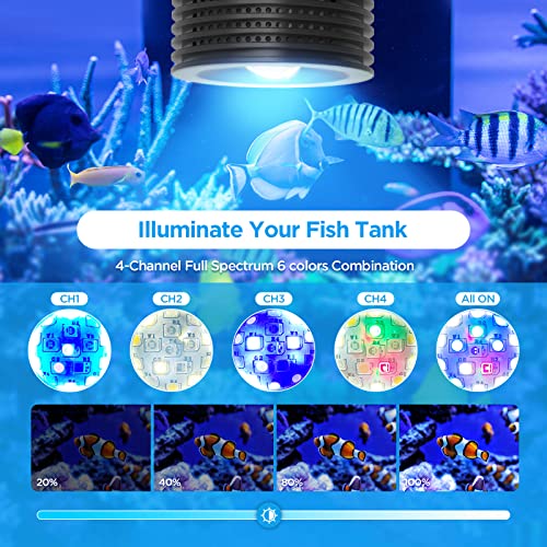 Lominie LED Aquarium Light, Nano Coral Reef Light Clip on Aquarium Light Full Spectrum Remote Control Fish Tank Lamp Dimmable for Saltwater Fish Tank (Saltwater) - color: A20 saltwater