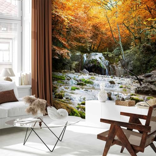 Wall Mural Waterfall 77x61 in - XXL Peel and Stick Self-Adhesive Wallpaper Removable Large Sticker Foil Wall Decor Print Picture Image Design Landscape Nature Lake 100403-104 - color: #01, size: 77"Wx61"H Self-Adhesive