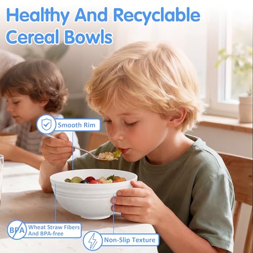 Quatish 10 PCS Unbreakable Cereal Bowls,Dishwasher & Microwave Safe Wheat Straw Bowls, Easy-to-Clean Lightweight Desserts & Soup Bowl, Portable for Picnics ，Snack Plastic Bowls Set,Beige - color: Beige