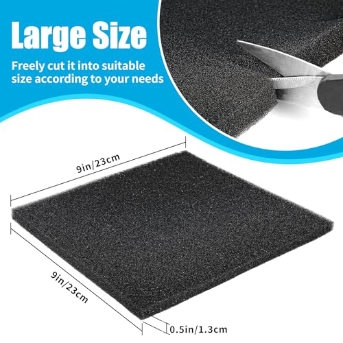 AQUANEAT 2 Pack Aquarium Bio Sponge Filter Media Pad Cut-to-Size Open Cell Foam Sheet for Fish Tank Sump (9" x 9" x 0.5") Black - size: 9" x 9" x 0.5"