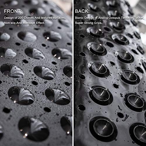 TEESHLY Bathtub Mats for Shower Tub, Extra Long Non-Slip 39 x 16 Inch Bath Mat with Drain Holes and Suction Cups, BathMat for Bathroom with Machine Washable (Opaque Black) - color: Opaque Black