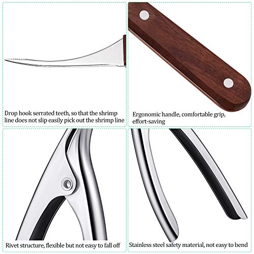 2 Sets Shrimp Deveiner Tool Stainless Steel Shrimp Peeler Portable Shrimp Cleaner Knife Prawn Shell Peeler for Kitchen Shrimp Peeling Tools