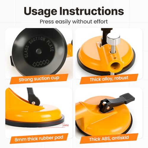 2026 New Adjustable Height Setter Professional Countertop Leveling Tool, Floor Gap Fixer Tool Powerful Tile Leveling Tools with Vacuum Lifting Clamps Rubber for Granite, Marble (Yellow*2) - color: Yellow*2