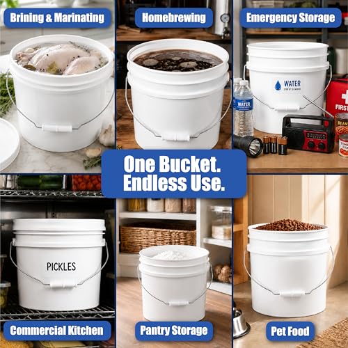 ePackageSupply 3.5 Gallon Bucket with Lid - Food Grade Bucket with Airtight Gamma Seal Screw-On Lid, 90 Mil Heavy Duty HDPE Plastic, BPA Free, for Bulk Food Storage, Made in USA - Blue, 6 Packs - color: Blue, size: 6 Packs