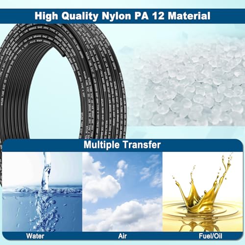 35FT 5/32 DOT Air Line SAE J844 PA12 Nylon Air Hose with Cutter 5/32” OD Pneumatic Tubing DOT Approved 5/32 Air Brake Hose for Air Suspension Kit Truck Trailer Brake System & Fluid Transfer 11m - size: 5/32" OD 35FT