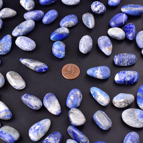 Lapis Lazuli Healing Crystal Stone Set - 24 Pieces, 0.6" Natural & Polished Stones for Healing, Meditation, Reiki, Chakra, Crafting & Decoration - color: Lapis Lazuli, size: 0.6"