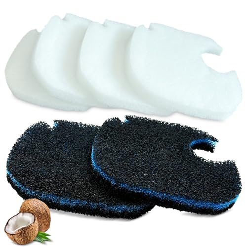 6 Pack Replacement Cotton White Floss and Activated Carbon Sponge Bio Filter Pads Refill for AMOSIJOY Aquarium Canister Filter, Compatible with PONDFORSE Canister Filter (Small for 172/225/265GPH) - size: Small for 172/225/265GPH