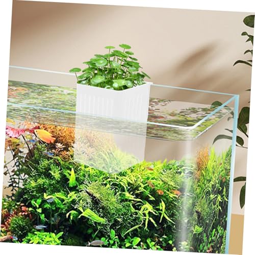ibasenice 3pack Hanging Aquarium Plant Holder Live Aquatic Plants Hydroponic Baskets for Fish Tank Planting Baskets - color: White