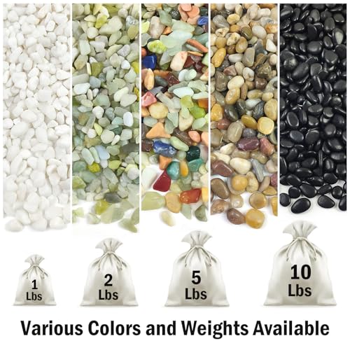FANTIAN 10 lbs Small Black Pebbles for Indoor Plants. 3/8 inch Decorative Black River Rocks for Succulent Potted Plant, Vase, Landscaping and Outdoor Garden Rocks - size: 10 pounds, style: Black