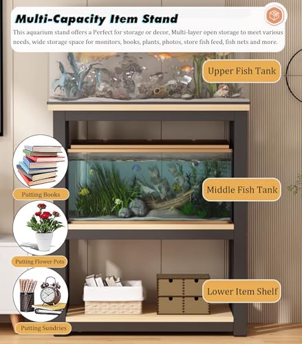 Adjustable Multi-Tier Fish Stand Cabinet for 12-20" Aquariums & Reptiles, Sturdy Steel Rack, Home Storage Solution, Durable Organizer for Fish Tanks & Reptile Shelves - color: #a, size: 55x35x100cm/22x14x39in