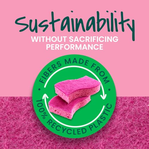 Scotch-Brite Delicate Clean Non-Scratch Scrub Sponge, 3 Nonscratch Kitchen Sponges for Gentle Cleaning of Porcelain, Fine china, Stemware, Nonstick Pots and Pans, Mirrors, Faucets, and More