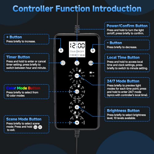fishkeeper LED Aquarium Plant Light, 24/7 Full Spectrum Aquarium Light with 5 Nature Weather Mode, Auto On Off with Timer for 18-24 Inch Fish Tank, Adjustable Colors/Brightness with Memory Function - size: For 18-24 Inches Fish Tank