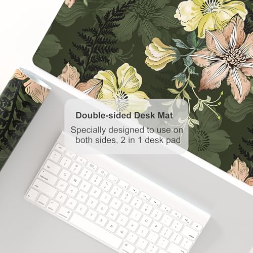 Colorful Star Large Mouse Pad, PU Leather Waterproof Desk Mat, Computer Gaming Mouse Pad, XXL Table Mousepad Non Slip Full Desk Pad for School Office Home 23.6" x 13.8" - Vintage Bold Flowers - color: Vintage Bold Flowers, size: 23.6L x 13.8W inches