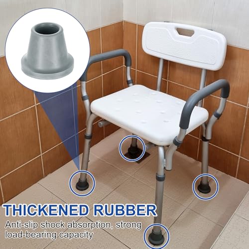 uxcell 4Pcs Replacement Feet for Shower Chair Bath Seat, 7/8" ID Heavy Duty Non Slip Rubber Suction Cup, Feet Chair Leg Caps for Shower Stools and Transfer Bench, Gray - color: Grey, size: 7/8"