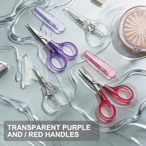 PAFASON Small Travel Craft Scissors Set Straight Curved Precision Tip All Purpose for Scrapbooking Quilting Sewing Knitting Embroidery Cross Stitch Crochet Thread Yarn Paper Detail Cutting Safety Case - style: Contemporary