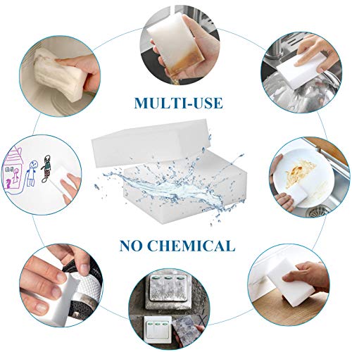 Magic Cleaning Sponges Eraser, 100 Pack Premium Melamine Sponge Foam Cleaning Pads, Dish Sponges, White Household Cleaning Scrub Sponge for Kitchen, Bathroom, Furniture, Floor Wall Cleaner - size: 100 Count (Pack of 1)